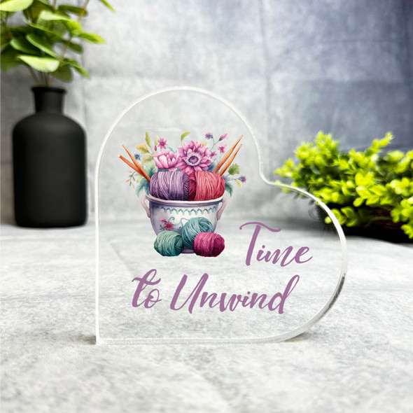 Time To Unwind Knitting Gift Side Heart Keepsake Plaque Ornament Present Time To Unwind Knitting Gift Side Heart Keepsake Plaque Ornament Present