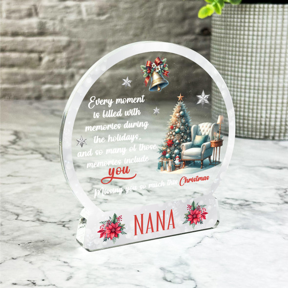 Nana White Chair Remembrance Christmas Memorial Gift Snowglobe Keepsake Plaque