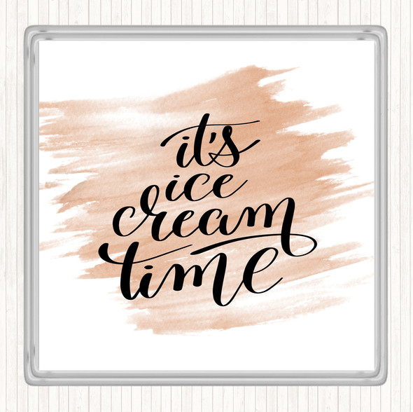 Watercolour Ice Cream Time Quote Coaster