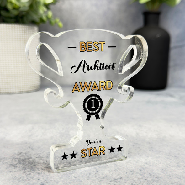 Gift For Best Architect No 1 Rosette Trophy Keepsake Plaque Ornament Present