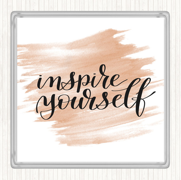 Watercolour Inspire Yourself Quote Coaster
