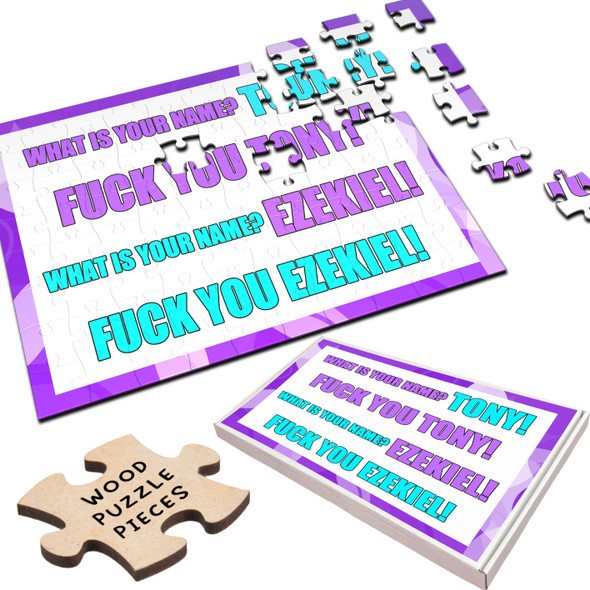 Fuck You Tony Rude Funny Gift Custom Personalised Wooden Jigsaw Puzzle