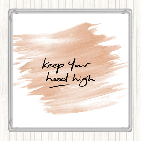 Watercolour Keep Head High Quote Coaster