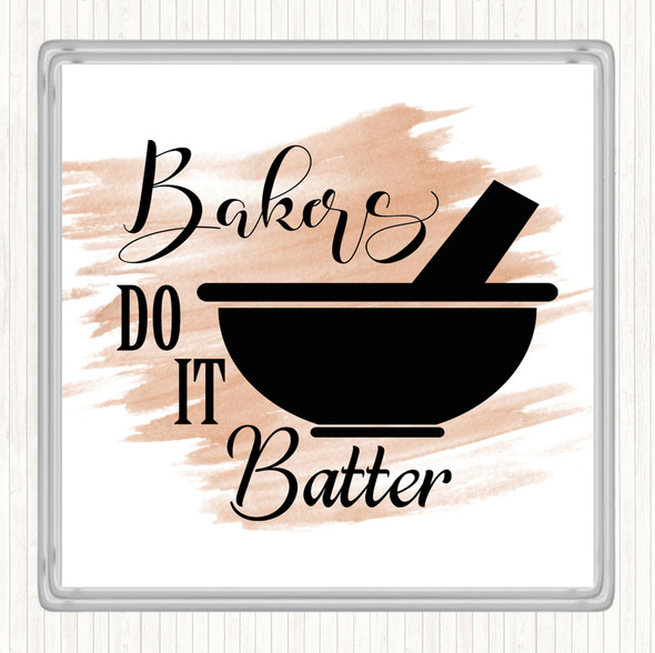 Watercolour Bakers Do It Batter Quote Coaster
