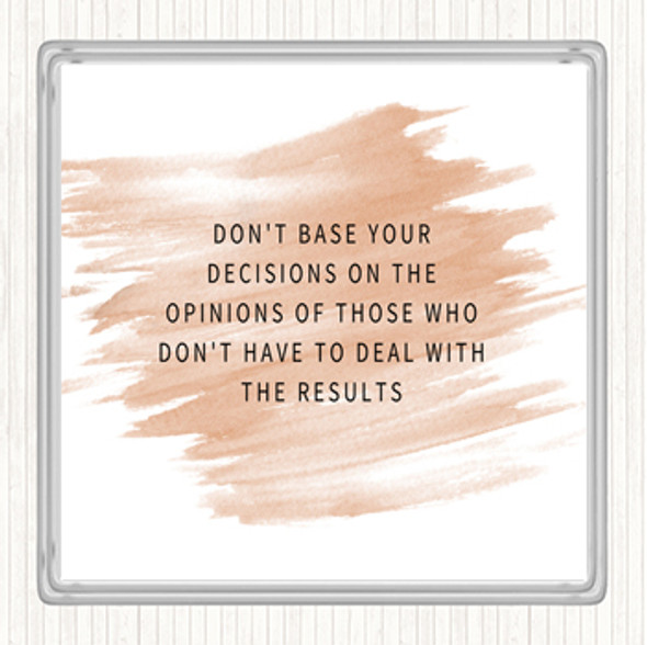 Watercolour Base Your Decisions Quote Coaster