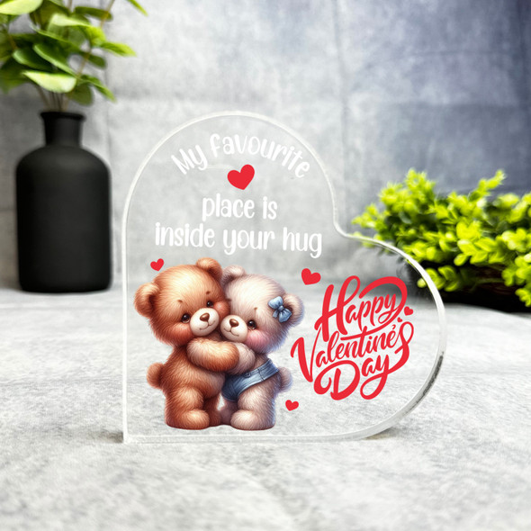 Valentine's Day Gift Bears Hug Keepsake Side Heart Ornament Plaque