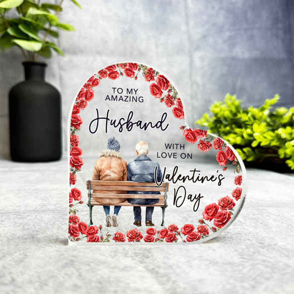 Valentine's Day Gift For Husband Roses Wreath Keepsake Side Heart Plaque