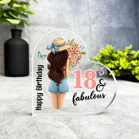 18th Birthday Gift 18 & Fabulous Chocolate Brown Hair Keepsake Side Heart Plaque 18th Birthday Gift 18 & Fabulous Chocolate Brown Hair Keepsake Side Heart Plaque