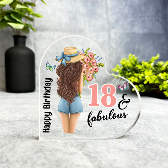 18th Birthday Gift 18 & Fabulous Light Brown Hair Keepsake Side Heart Plaque 18th Birthday Gift 18 & Fabulous Light Brown Hair Keepsake Side Heart Plaque