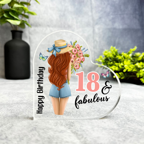18th Birthday Gift 18 & Fabulous Red Hair Keepsake Side Heart Ornament Plaque 18th Birthday Gift 18 & Fabulous Red Hair Keepsake Side Heart Ornament Plaque