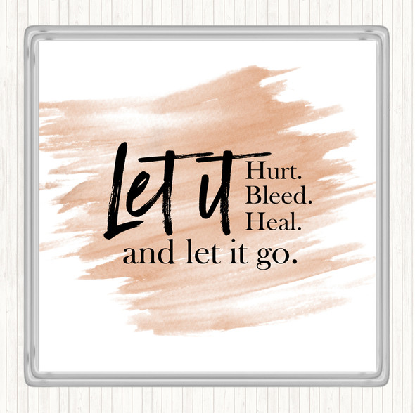 Watercolour Let It Go Quote Coaster