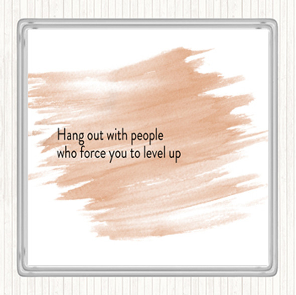 Watercolour Level Up Quote Coaster