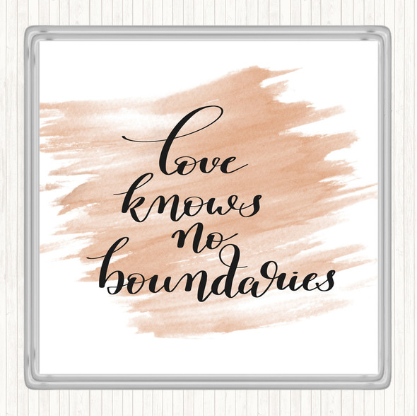Watercolour Love Knows No Boundaries Quote Coaster