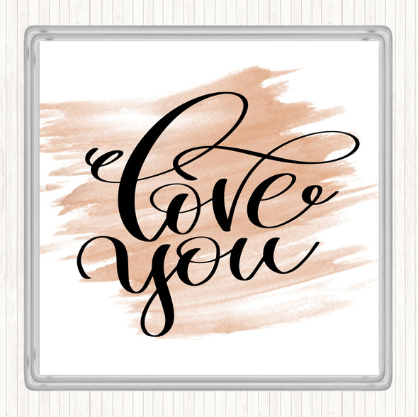 Watercolour Love U Quote Coaster