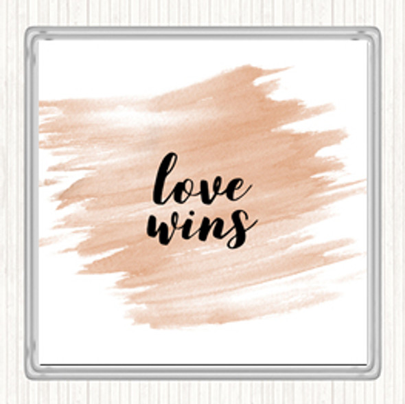 Watercolour Love Wins Quote Coaster