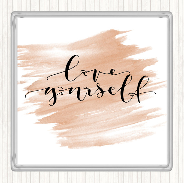 Watercolour Love Yourself Love Quote Coaster