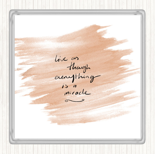 Watercolour Miracle Quote Coaster