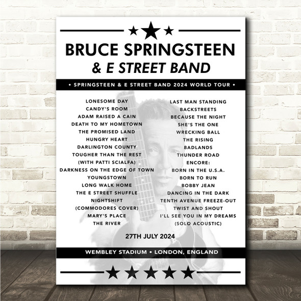 Bruce Springsteen - Concert Setlist Poster Print Canvas - Wembley Stadium, London, England - July 27th 2024