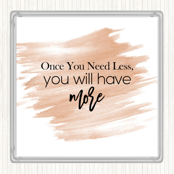 Watercolour Need Less Quote Coaster