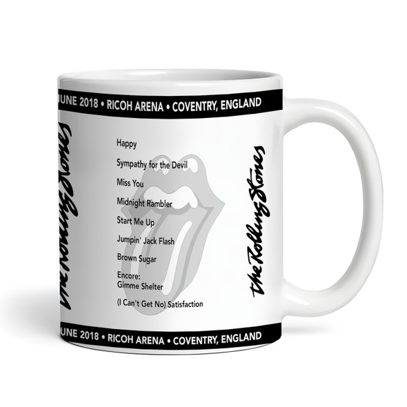 The Rolling Stones Concert Setlist Gig Mug - Ricoh Arena, Coventry, England - June 2nd 2018