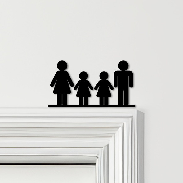 Door Topper Family Of 4, 2 Girls Various Colours Top Of Door Frame Decor Sign