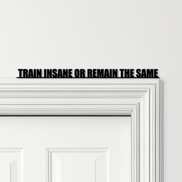 Door Topper Train Insane Or Remain The Same Gym Fitness Quote Any Colours Sign