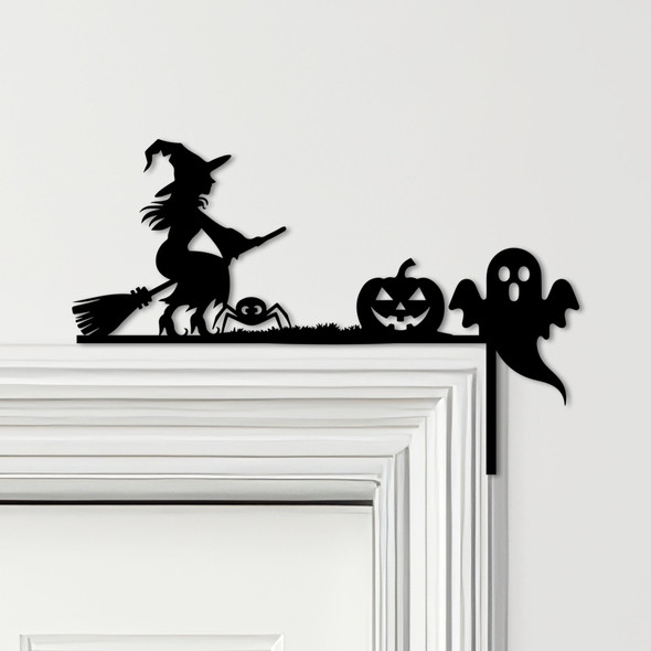 Door Topper Witch Broom Pumpkin Ghost Halloween Decor Various Colours Decor Sign
