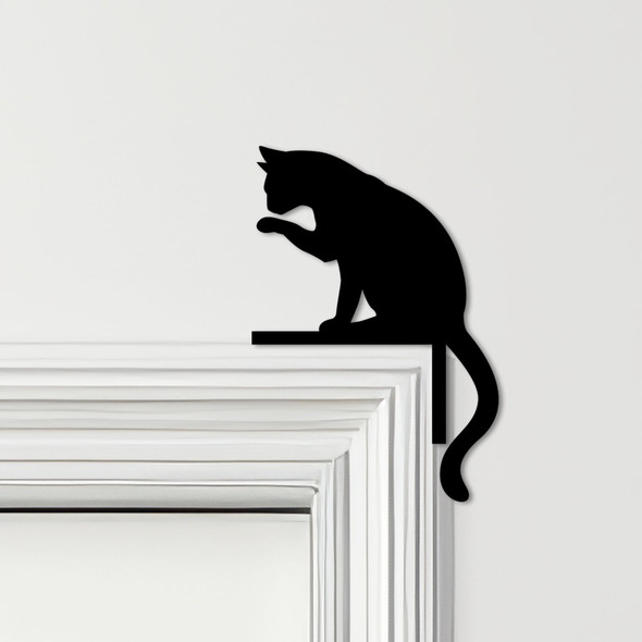 Door Topper Cat Licking Paw Various Colours Top Of Door Frame Decorative Sign