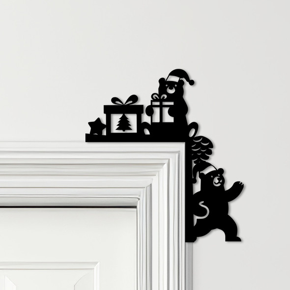 Door Topper Christmas Decor Bears With Presents Various Colours Decorative Sign