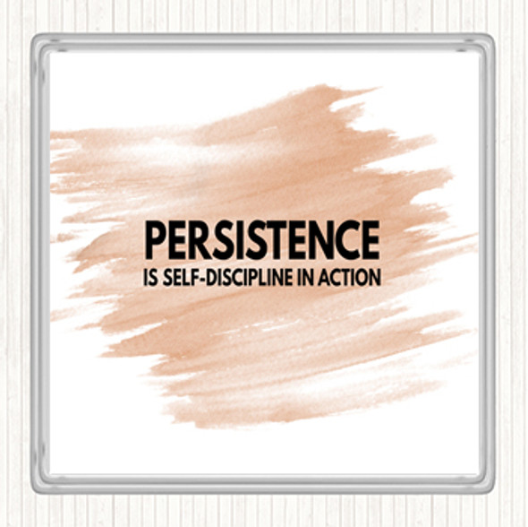 Watercolour Persistence Is Self Discipline In Action Quote Coaster