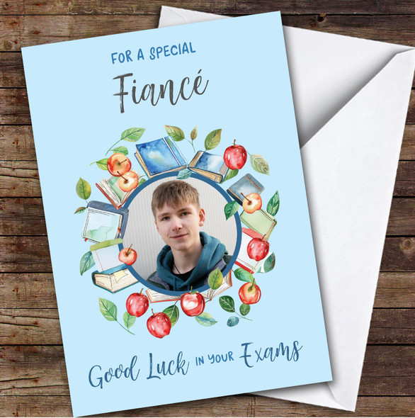 Personalised Good Luck In Your Exams Card For Fiance Photo Apple Books Blue