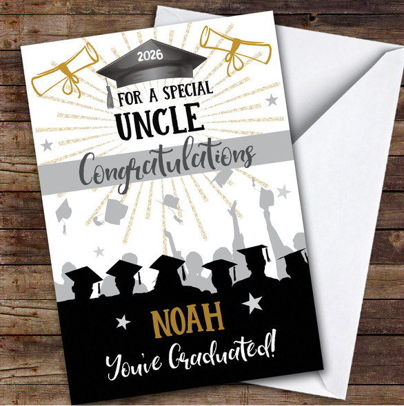 Personalised Graduation Card For Uncle Silhouette Hat