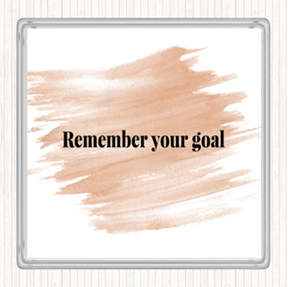 Watercolour Remember Your Goal Quote Coaster