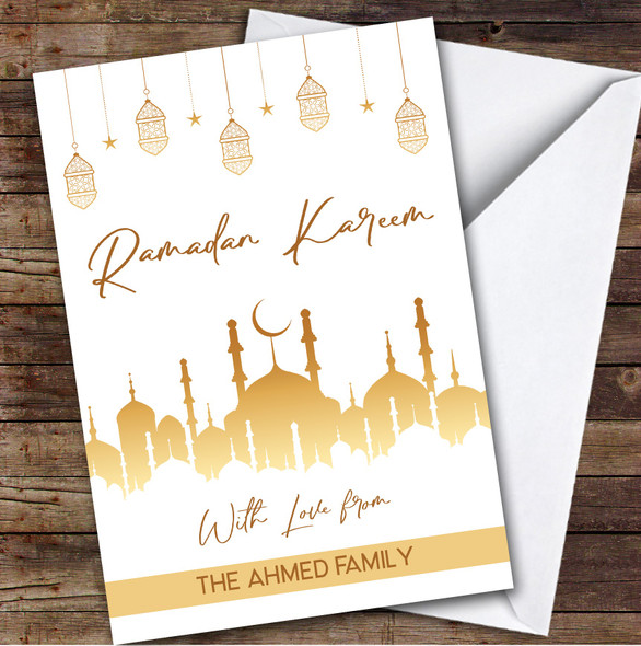Personalised Ramadan Card For Anyone Gold Mosque Lantern