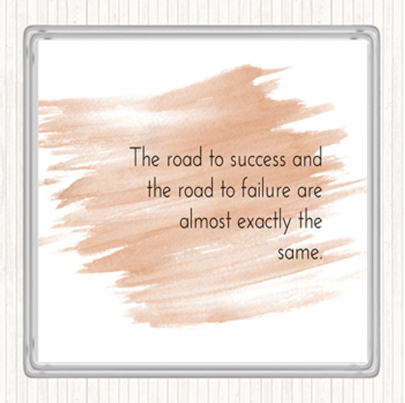 Watercolour Road To Success Quote Coaster