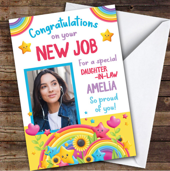 Personalised New Job Card For Daughter-In-Law Photo Rainbow
