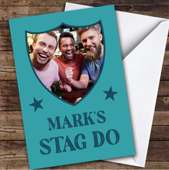 Personalised Stag Do Card For Anyone Photo Shield Green