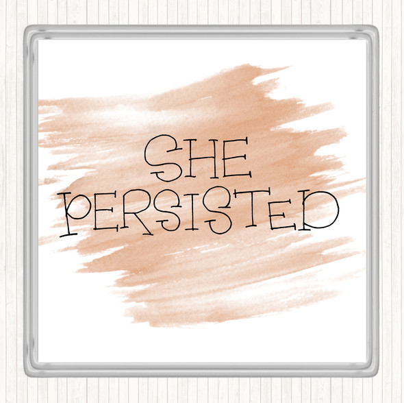 Watercolour She Persisted Swirl Quote Coaster