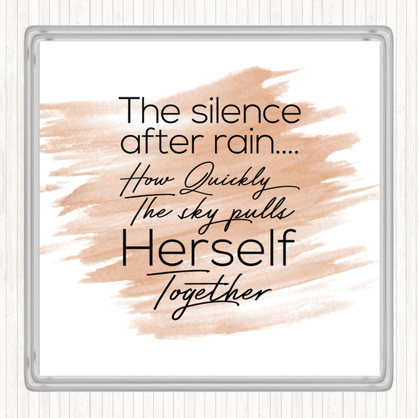 Watercolour Silence After Rain Quote Coaster