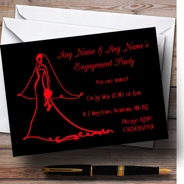 Red Elegant Customised Engagement Party Invitations