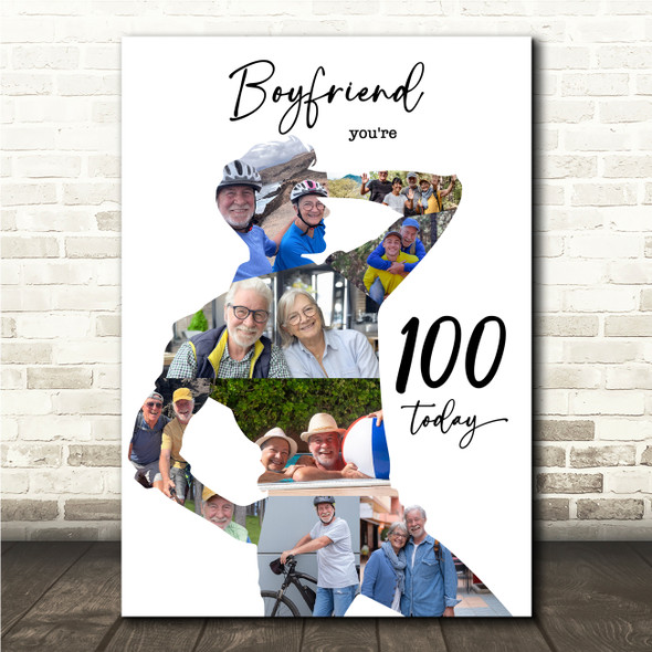 Photo Collage 100th Birthday Gift For Boyfriend 9-Photo Man Print Or Canvas