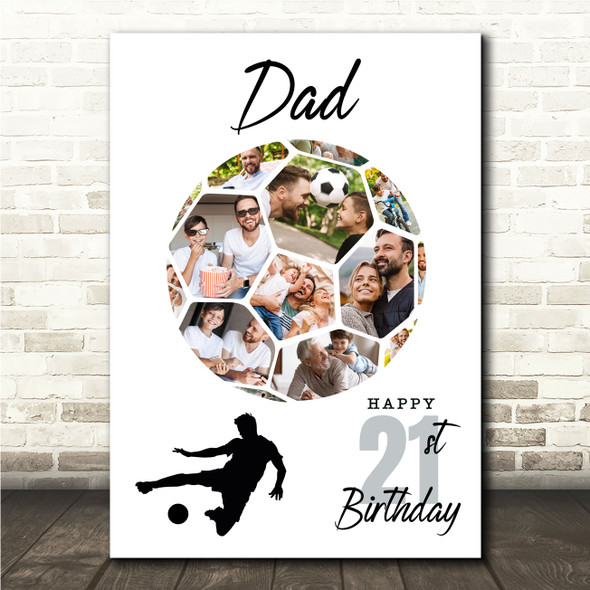 Photo Collage 21st Birthday Gift For Dad 14-Photo Football Print Or Canvas