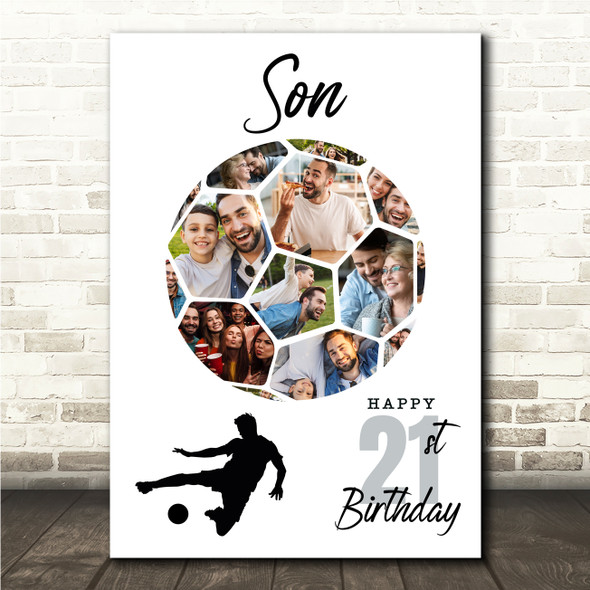 Photo Collage 21st Birthday Gift For Son 14-Photo Football Print Or Canvas