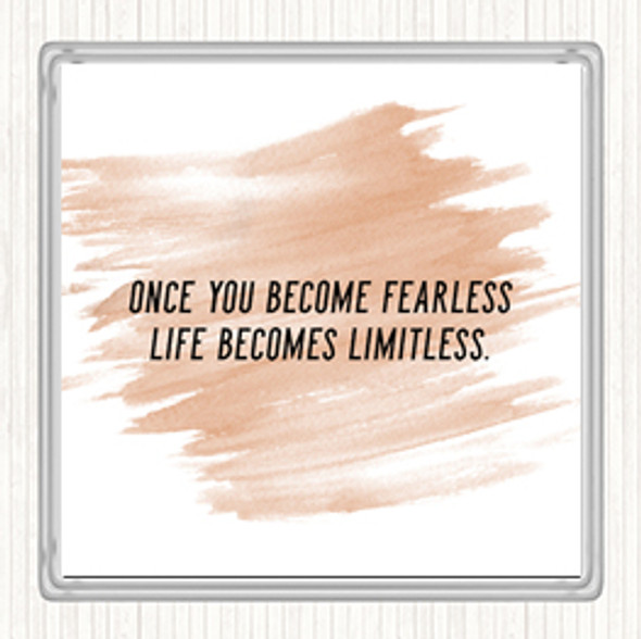 Watercolour Become Fearless Quote Coaster