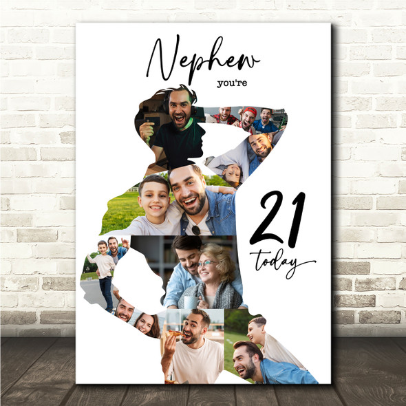 Photo Collage 21st Birthday Personalised Gift For Nephew 9-Photo Print Or Canvas