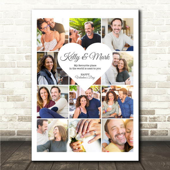 Photo Collage Valentine's Day Personalised Gift 13-Photo Heart Print Or Canvas