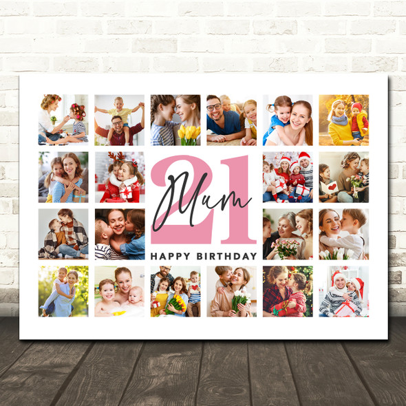 Photo Collage 21st Birthday Personalised Gift For Mum 20-Photo Print Or Canvas