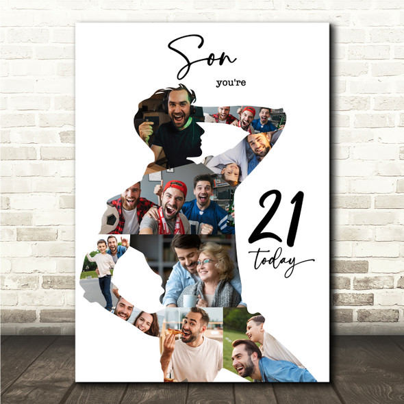 Photo Collage 21st Birthday Personalised Gift For Son 9-Photo Print Or Canvas
