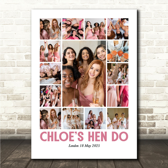 Photo Collage Hen Do Personalised Gift For Bride 15-Photo Print Or Canvas Photo Collage Hen Do Personalised Gift For Bride 15-Photo Print Or Canvas