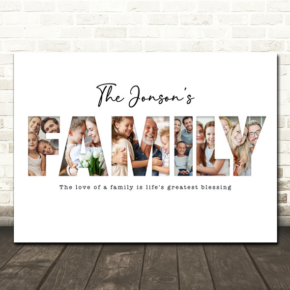 Photo Collage 6-Photo Family Personalised Gift For Anyone Print Or Canvas
